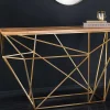 Abstrakter Konsolentisch DIAMOND 120cm natur messing Mangoholz Metallgestell