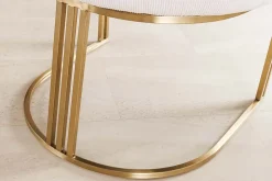 Armlehnen Stuhl EXTRAVAGANCIA beige Cord Metall brushed champagner gold