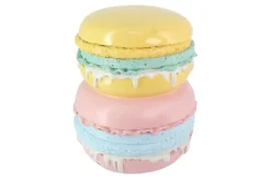 Außergewöhnlicher Beistelltisch MACARONS 50cm gelb rosa Fiberglas rund handmade