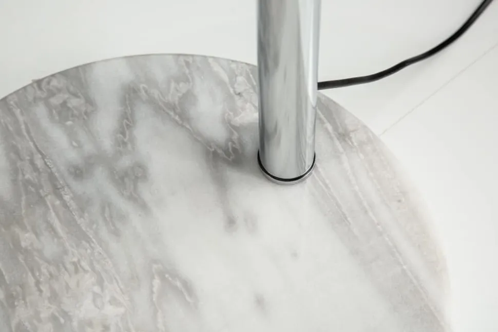 Ausziehbare Bogenlampe LOUNGE DEAL 170-200cm weiß Leinenschirm Stehlampe