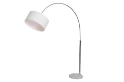 Ausziehbare Bogenlampe LOUNGE DEAL 170-200cm weiß Leinenschirm Stehlampe