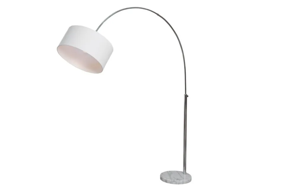 Ausziehbare Bogenlampe LOUNGE DEAL 170-200cm weiß Leinenschirm Stehlampe