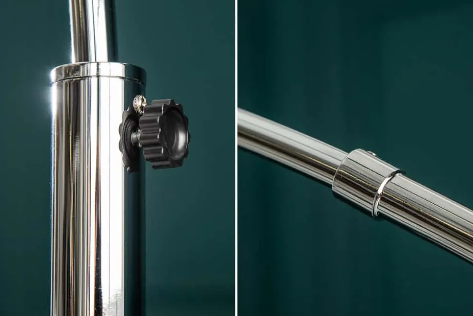 Ausziehbare Bogenlampe LOUNGE DEAL 170-200cm weiß Leinenschirm Stehlampe