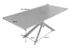 Ausziehbarer Esstisch ALPINE 160-200cm anthrazit Keramik schwarzes Metallgestell