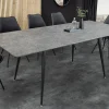 Ausziehbarer Esstisch APARTMENT 120-160cm grau Beton-Design schwarzes Metallgestell