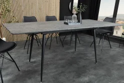 Ausziehbarer Esstisch APARTMENT 120-160cm grau Beton-Design schwarzes Metallgestell