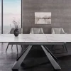 Ausziehbarer Esstisch CONCORD 180-230cm weiß Keramik schwarz Metall