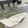 Ausziehbarer Esstisch ELEMENTS 180-260cm taupe grau spanische Keramik Walnuss Gestell