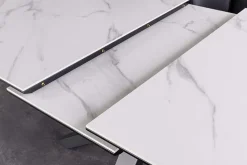 Ausziehbarer Esstisch ETERNITY 160-200cm weiß Keramik schwarz Metall