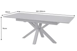 Ausziehbarer Esstisch ETERNITY 160-200cm graphit grau Keramik schwarz Metall