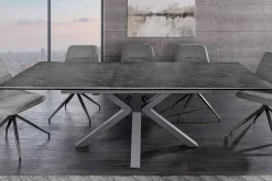 Ausziehbarer Esstisch ETERNITY 160-200cm graphit grau Keramik schwarz Metall