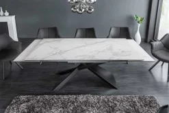 Ausziehbarer Esstisch EUPHORIA 180-220-260cm Marmor weiß Keramik made in Italy