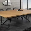 Ausziehbarer Esstisch GIANT 200-320cm natur Eiche schwarz Metall