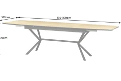 Ausziehbarer Esstisch GRANDEZZA 180-270cm natur Eiche schwarz Metall