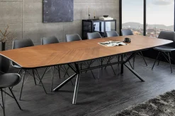 Ausziehbarer Esstisch GRANDEZZA 180-270cm natur Walnuss schwarz Metall
