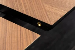 Ausziehbarer Esstisch GRANDEZZA 180-270cm natur Walnuss schwarz Metall