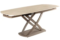 Ausziehbarer Esstisch INCEPTION 130-190cm oval Travertin Keramik champagner greige