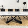 Ausziehbarer Esstisch INFINITY 180-260cm weiß Keramik Marmor schwarz Metall