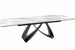 Ausziehbarer Esstisch INFINITY 180-260cm weiß Keramik Marmor schwarz Metall
