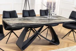 Ausziehbarer Esstisch INFINITY 180-260cm taupe Keramik Marmor schwarz Metall