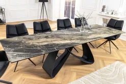 Ausziehbarer Esstisch INFINITY 180-260cm taupe Keramik Marmor schwarz Metall