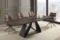 Ausziehbarer Esstisch INFINITY 180-260cm rost Keramik Marmor schwarz Metall