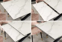 Ausziehbarer Esstisch MARVELOUS 180-220-260cm weiß Marmor Keramik made in Italy