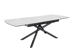 Ausziehbarer Esstisch MIKADO 180-230cm weiß Keramik schwarz Sterngestell