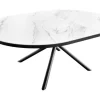Ausziehbarer Esstisch MIKADO 120-160cm weiß Keramik oval schwarz Sterngestell
