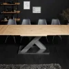 Ausziehbarer Esstisch MONTREAL 180-280cm Asteiche Holz X-Gestell Schwarzstahl