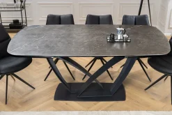 Ausziehbarer Esstisch PAPILLON 180-260cm graphit Keramik Marmor schwarz Metall