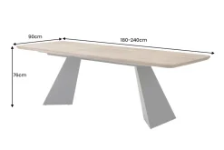 Ausziehbarer Esstisch PRESTIGE 180-240cm natur Walnussholz schwarzes Metallgestell