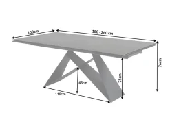 Ausziehbarer Esstisch PROMETHEUS 180-220-260cm Lava Keramik made in Italy