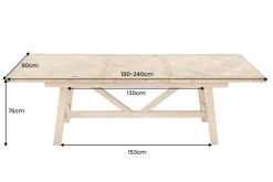 Ausziehbarer Esstisch RIVIERA 180-240cm natur recycelte Pinie Massivholz