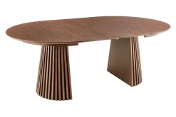 Ausziehbarer Esstisch VALHALLA WOOD 120-160-200cm smoked braun Eichenholz Säulenfuß