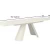 Ausziehbarer Esstisch VOGUE 160-240cm beige Keramik Travertin Metall champagner greige