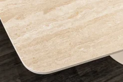 Ausziehbarer Esstisch VOGUE 160-240cm beige Keramik Travertin Metall champagner greige