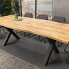 Ausziehbarer Esstisch WILD 160-200cm braun Wildeichen-Design schwarz Baumkante