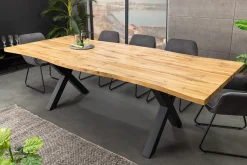 Ausziehbarer Esstisch WILD 160-200cm braun Wildeichen-Design schwarz Baumkante