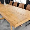 Ausziehbarer Esstisch WOOD SCULPTURE 160-240cm natur Pinie Massivholz recycelt