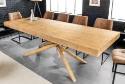 Ausziehbarer Esstisch WOOD SCULPTURE 160-240cm natur Pinie Massivholz recycelt