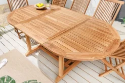 Ausziehbarer Gartentisch EMPIRE TEAK 120-180cm natur Massivholz oval