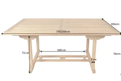Ausziehbarer Gartentisch EMPIRE TEAK 170-230cm natur Teakholz massiv wetterfest
