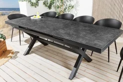 Ausziehbarer In- und Outdoor Esstisch EMPIRE 180-240cm anthrazit Keramik Gartentisch