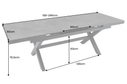 Ausziehbarer In- und Outdoor Esstisch EMPIRE 180-240cm anthrazit Keramik Gartentisch