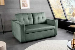 Ausziehbares Schlafsofa SMART 140cm moosgrün Vogue Velours Samt 2-Sitzer Nosagfederung