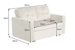 Ausziehbares Schlafsofa SMART 140cm moosgrün Vogue Velours Samt 2-Sitzer Nosagfederung