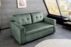 Ausziehbares Schlafsofa SMART 140cm moosgrün Vogue Velours Samt 2-Sitzer Nosagfederung