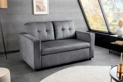 Ausziehbares Schlafsofa SMART 140cm grau Vogue Velours Samt 2-Sitzer Nosagfederung