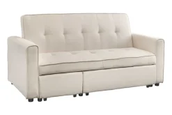 Ausziehbares Schlafsofa SMART 180cm beige Cord 2-Sitzer Couch mit Nosagfederung